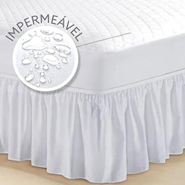 Imagem de Capa para Colchão Impermeável Matelada Casal King + Saia box Branco