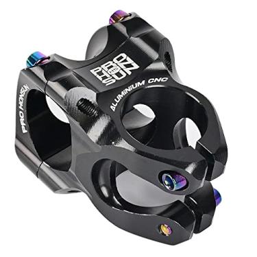 Imagem de Hastes de guidão para mountain bike, CNC com revestimento a vácuo, ultra leve, vazada, para guidão curto, 35 mm, haste para guidão de liga de alumínio para bicicleta de estrada, MTB (preto)