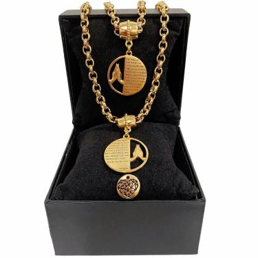 Imagem de Colar + Pulseira + Oração Pai Nosso Elo Português Grosso 6mm
