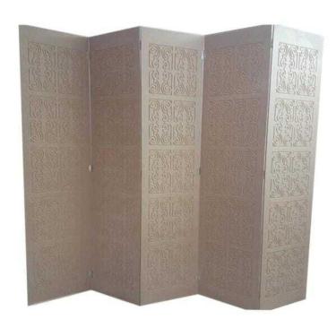 Imagem de Biombo 5 Folhas 215X180cm Mdf Modelo 2 Gravado Cru
