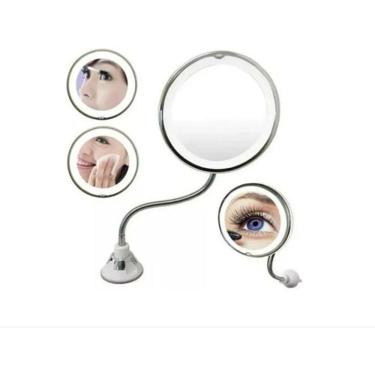 Imagem de Espelho Led Aumento Maquiagem Rosto Sobrancelhas 10x 5x