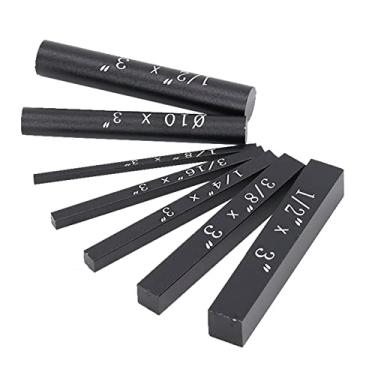 Imagem de Barra de configuração de alumínio, 7 peças, superfície anodizada etiquetas de carrapatos transparentes precisa fácil de ler conjunto de blocos de configuração de altura empilhável de liga de alumínio de alta dureza Barra de configuração para madeira (preta)