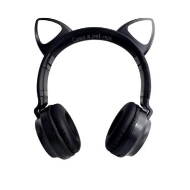 Imagem de Fone De Ouvido Gatinho Gato Cat Ear Led Cartão Buetooth Top