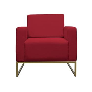 Imagem de Poltrona Decorativa Leticia Slim Com Base de Metal Suede Vermelho - DS Estofados
