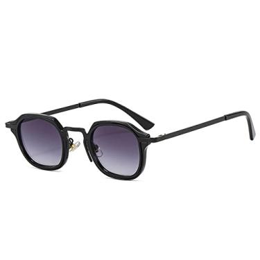 Imagem de Moda Óculos de Sol Quadrados Pequenos Mulheres Retro Punk Shades UV400 Homens Tendência Óculos de Sol, Gradiente cinza preto, como a imagem