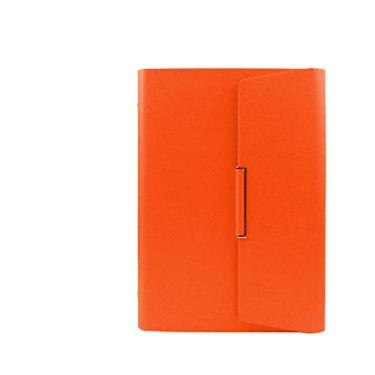 Imagem de Capa dura A5 couro espiral caderno planejador organizador 6 argolas papelaria escritório papelaria caderno caderno, laranja, 4 peças