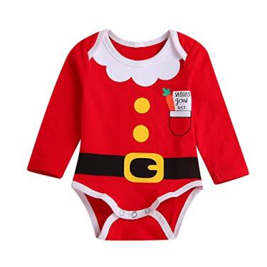 Imagem de Macacão infantil com estampas de Natal para meninos roupas de verão para meninos grandes (vermelho, 12-18 meses)