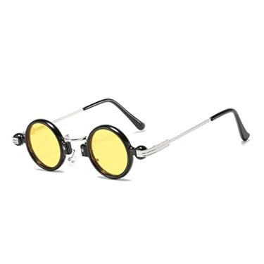 Imagem de Óculos de sol redondos vintage pequenos para homens óculos de sol espelho de luxo feminino tons góticos femininos, c3 preto amarelo, china