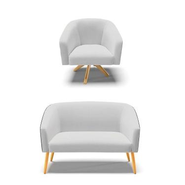 Imagem de Kit 1 Namoradeira E Poltrona Preto Com Cinza A05 Madeira