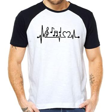 Imagem de Camiseta musico nota musical camisa love amo musica Cor:Preto com Branco;Tamanho:P
