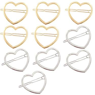 Imagem de 10 pçs clipe de pino de cabelo vazado liso amor coração – Lindo grampo lateral de cabelo liu hai cavalo clipe de cauda para mulheres mulheres