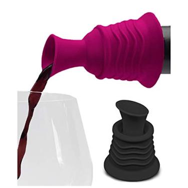 Imagem de Simply Charmed – 2 unidades – Acessórios de vinho em silicone rosa e preto para servir vinho mais facilmente