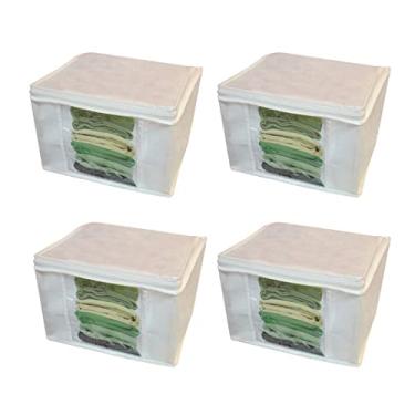 Imagem de 4 organizador multiuso com ziper para guarda roupa ou closet (P) 20x34x34cm (Branco) - Organizalux