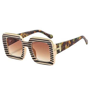 Imagem de Óculos de sol vintage preto quadrado vermelho gradiente para mulheres moda clipe de metal óculos de sol masculino hip hop uv400 tons gafas de sol, listra bege chá, tamanho único