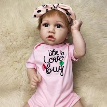 Imagem de KEGUOF Bonecos De BebÊ Reborn,bebÊ Reborn Menina- Olhos Cinzas 58cm 22"vinil Macio BebÊ De Silicone SÓlido Com ÓrgÃos Genitais BiberÃo BebÊ Reborn De Silicone Original Boneca Bebe,boneca Reborn,Pink,Menino