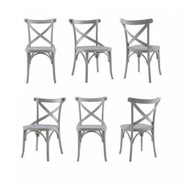 Imagem de Conjunto 6 Cadeiras Madeira Maciça Tauari Cross Laqueado X Texas Gamma