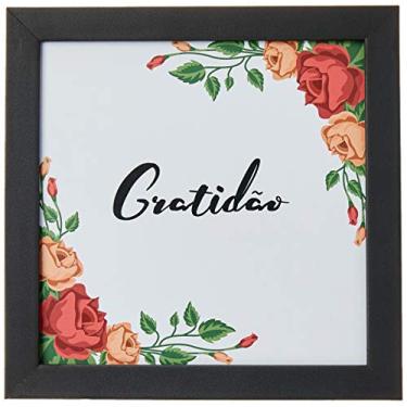 Imagem de Arte Maníacos Quadro Decorativo Gratidăo Flores Fundo Branco - 46x32,5cm (Moldura em laca preta)