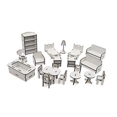 Imagem de MOVEIS PARA MINI BONECAS COMPATÍVEL COM LOL E POLLY COM 20 PEÇAS BRANCOS - DARAMA