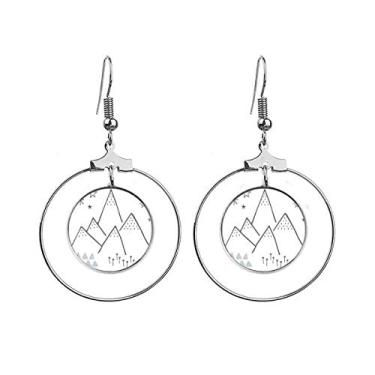 Imagem de Brincos com padrão de estrela de grama de montanha com pingente de argola