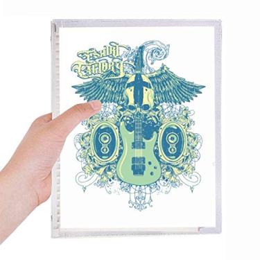 Imagem de Caderno Jazz com estampa de instrumentos musicais, folhas soltas, diário recarregável, papelaria