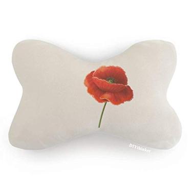 Imagem de DIYthinker Simplicity — Almofada para apoio de cabeça com estampa de flor vermelha para decoração de pescoço