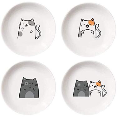 Imagem de 4 peças de cerâmica para gatos, pratos de tempero, pratos para aperitivos