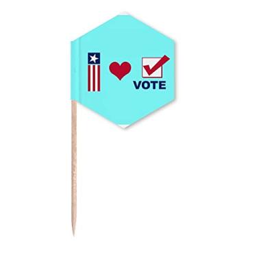 Imagem de I Love Democratic Vote Election Bandeiras de palito de palitos para cupcakes festa celebração