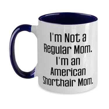 Imagem de I'm Not a Regular Mom I'm an American. American Shorthair Cat Caneca de dois tons 325 ml, presente de gato de pêlo curto americano para amantes de gatos
