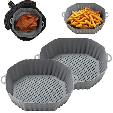 Imagem de Sttargxing Panela de silicone para fritadeira a ar, forros reutilizáveis de 19 cm, acessórios para rack de fritadeira a ar, forro de silicone para substituição do forro de pergaminho para fritadeira a ar