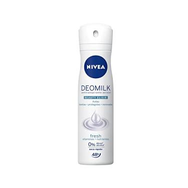 Imagem de NIVEA Desodorante Antitranspirante Aerossol Deomilk Fresh 150ml - Proteção prolongada de 48h, hidrata a pele com a preciosa essência do leite, fragrância refrescante, sem álcool etílico, Toque Seco
