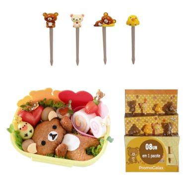 Imagem de Mini Garfinhos Palitinhos Infantil Crianças para Petiscos, Lanches e Lancheiras Para Frutas. FORMATO: URSOS E PÁSSAROS - 8pç