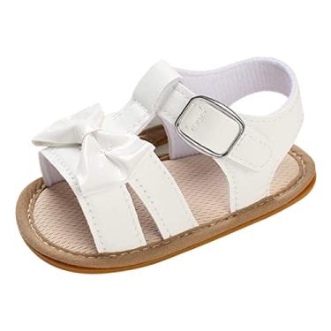 Imagem de Sandálias para bebês sapatos infantis meninos e meninas sandálias de fundo plano fivela de luz aberta sandálias para bebês meninos tamanho 5, Branco, 6-12 Months Infant