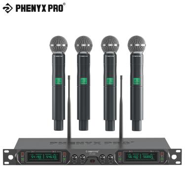 Imagem de Phenyx Pro Sistema de Microfone Sem Fio Profissional UHF 4-Channel Mic Set Karaoke Home Church