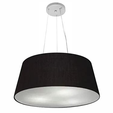 Imagem de Lustre Pendente Cone Cúpula Tecido 25/60x50 cm, Vivare Iluminação, Pendente4062 PR, Preto, Grande