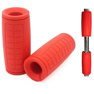 Imagem de Aderência yuhqc Dumbbell, Aderência de gordura, Barra de aderência adaptador de barra grossa Muscle Builder Hightlifting Fat Grips, Vermelho