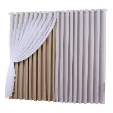 Imagem de Cortina Sala Quarto Voal Com Forro Blackout Avela 6,00X2,80