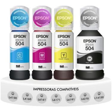 Imagem de Kit Refil Tinta Original Epson T504 Ecotank Compatível Impressoras L41