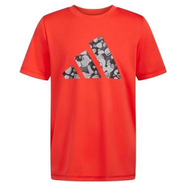 Imagem de adidas Camiseta atlética de absorção de umidade para meninos com logotipo Bos Ghost manga curta, Camuflagem vermelha brilhante, M