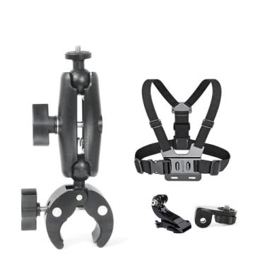Imagem de Fotoleey Conjunto de suporte de bicicleta para Insta360 X3, X2, um grampo de guidão RS e suporte de peito para câmera de ação