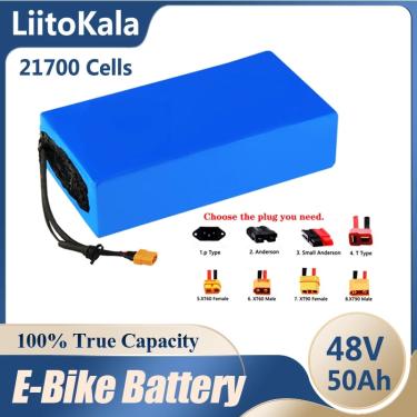 Imagem de Liitokala 48v 50ah bicicleta elétrica 21700 13s10p bateria de lítio para 1000w 1500w 2000w 2500w 20a