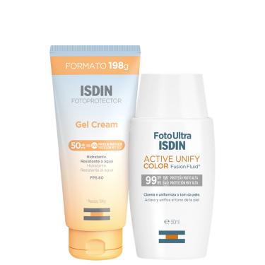 Imagem de Kit ISDIN Foto Ultra Active Unify Fusion Fluid Color + Fotoprotector Gel Cream (2 Produtos)