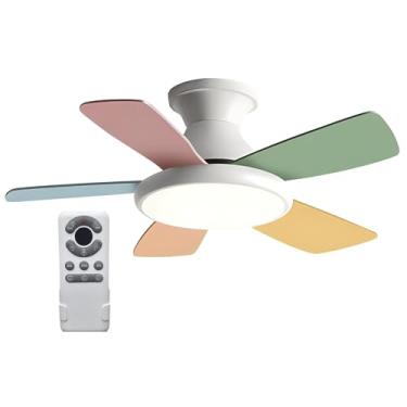Imagem de Ventiladores De Teto Com Luzes E Controle Remoto, Ventilador De Teto Moderno Com Lâminas De Madeira, Ventilador De Teto Com Luz Brilhante, Silencioso (Color : Style 3, Size : 42in)
