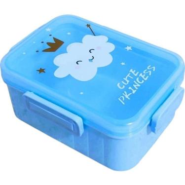 Imagem de Pote Escolar Lancheira Fofa Azul Meninos Marmiteira Infantil