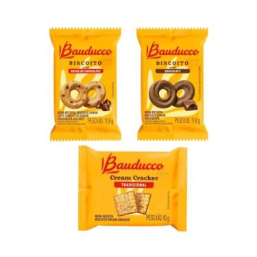 Imagem de Kit 100 Sachês Biscoitos Bauducco - Mix Gotas, Chocolate e Cream Craker