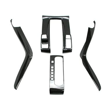 Imagem de YUNHECAM 4 peças para Honda Civic 10ª geração 2016-2021 console central ABS decoração adesivo carro acessórios estilo de fibra de carbono preta