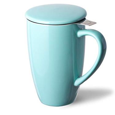 Imagem de Sweejar Copo de Chá de Porcelana com Infusor, Caneca de Café para Micro-ondas e Lava-louças, 473 ml, Turquesa