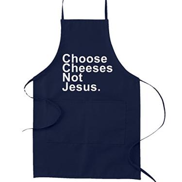 Imagem de Avental de cozinha “Choose Cheese” Not Jesus Atheist, Azul marino, 30"x 20"