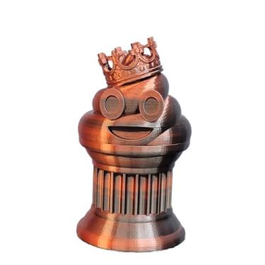 Imagem de Znet3D Troféu de emoji King Poop – Prêmio divertido e presente – Feito à mão com fabricação aditiva – 15 cm de altura – com um emoji sólido de cocô com uma coroa, preso em uma coluna (preto/vermelho)