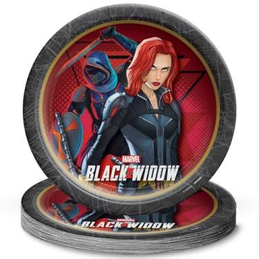 Imagem de Pratos de papel redondos com design Black Widow - 22,86 cm | Multicolorido | Pacote com 8