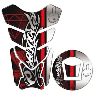 Imagem de Adesivo Resinado Protetor Tanque Bocal Moto Haojue Dk 150 Vermelho Cor Preto